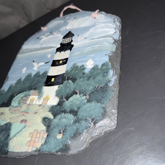 Vintage Young's Incorporated Slate Plaque Lighthouse Hand Painted 13"L x 10"W - Picture 16 of 16